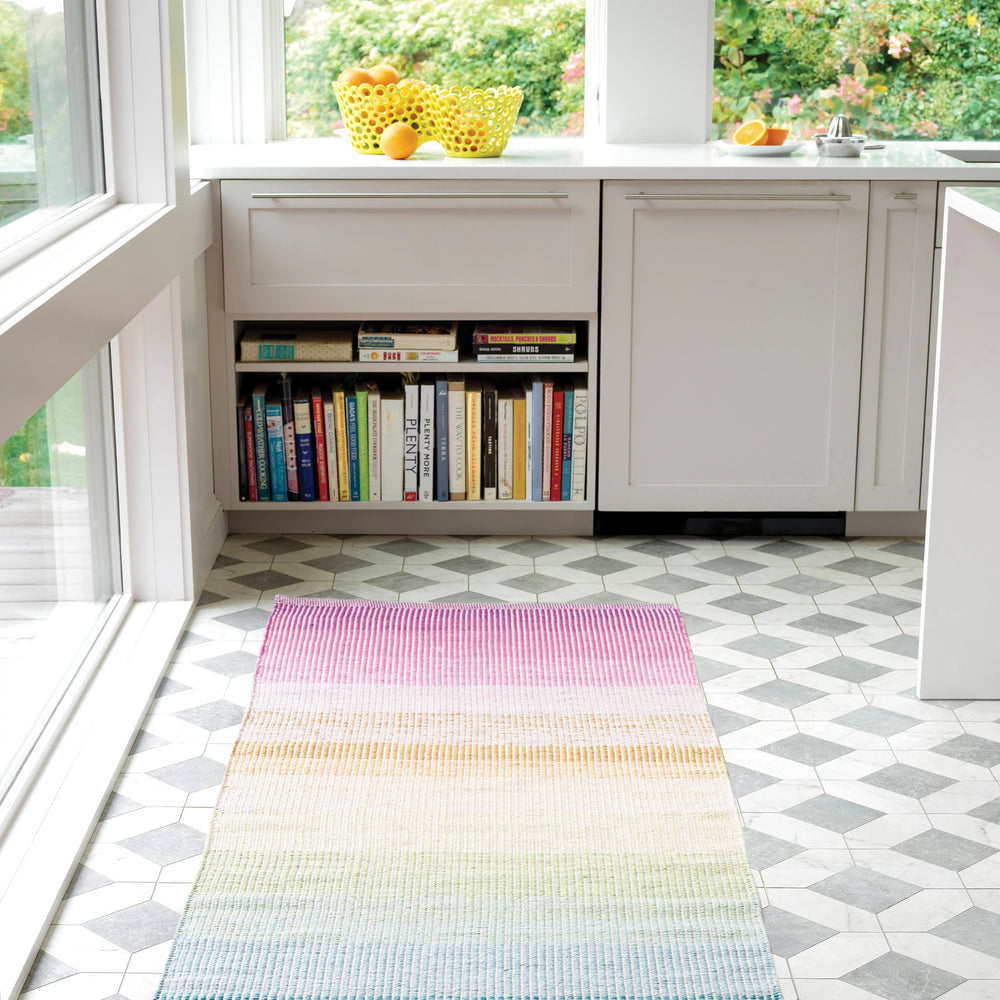 Watercolor Horizon Handwoven Cotton Rug | Multi