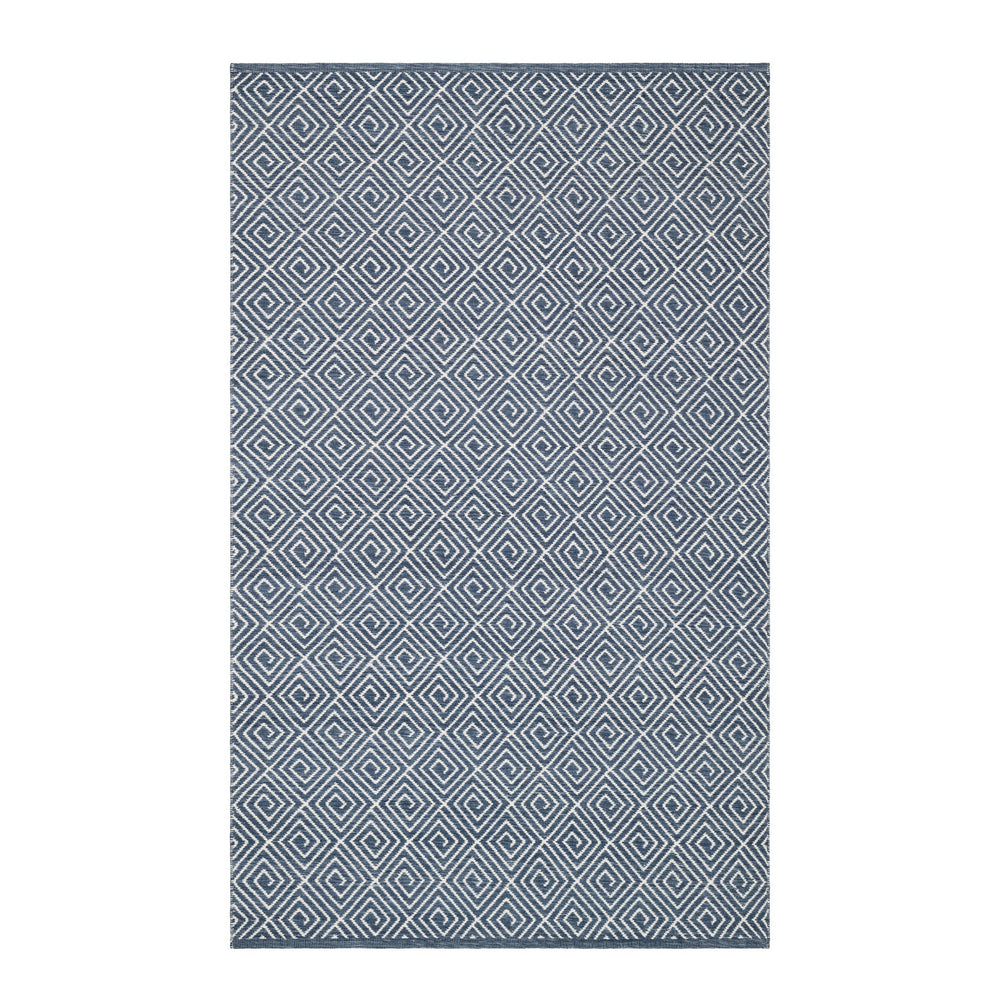 Geo Diamond Handwoven Wool Rug | Blue/Ivory