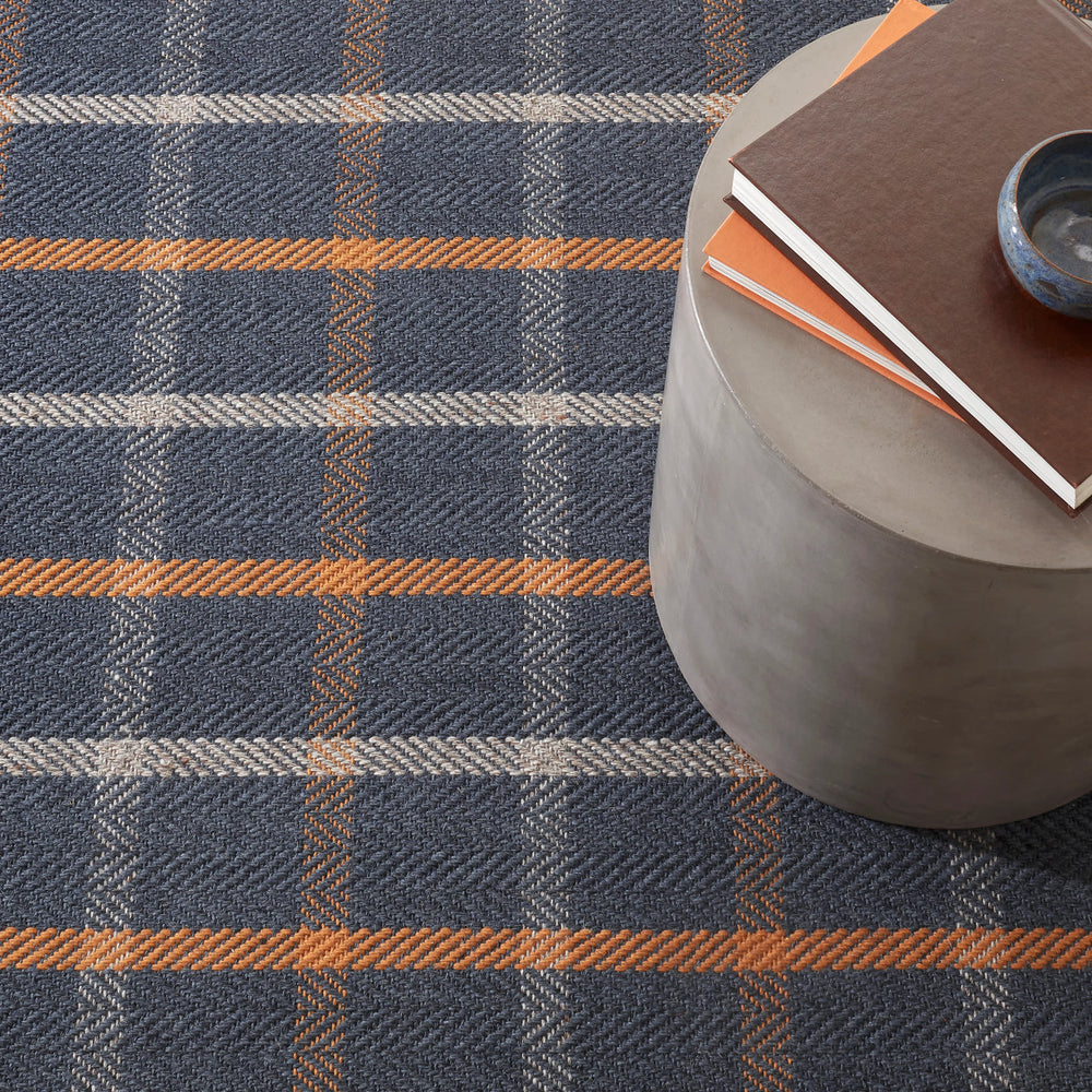 Jackson Navy/Ivory Woven Wool Custom Rug