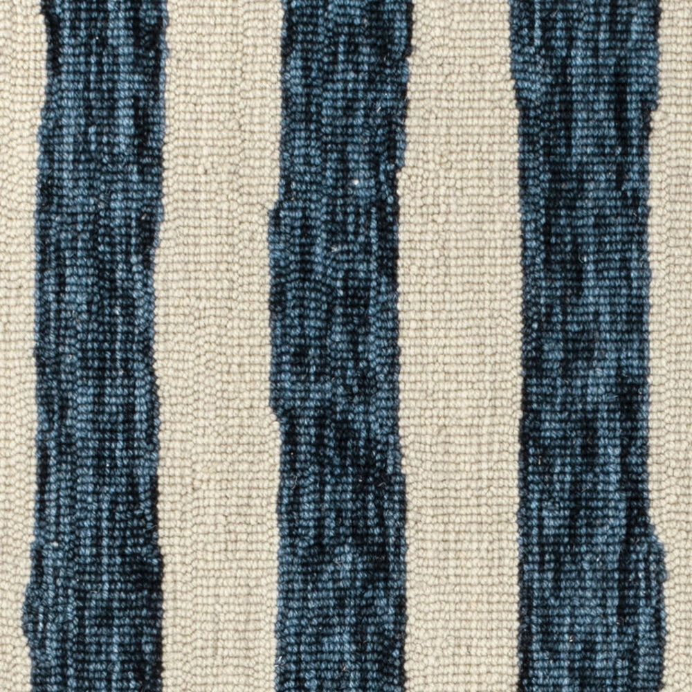 Silas Stripe Hand Micro Hooked Wool Rug Swatch | Navy
