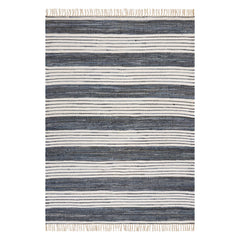 Diora Denim Bohemian Striped Rug | White