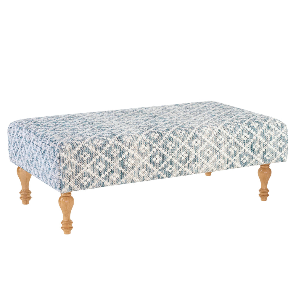 Melange Diamond Blue Custom Rug Ottoman | Blue