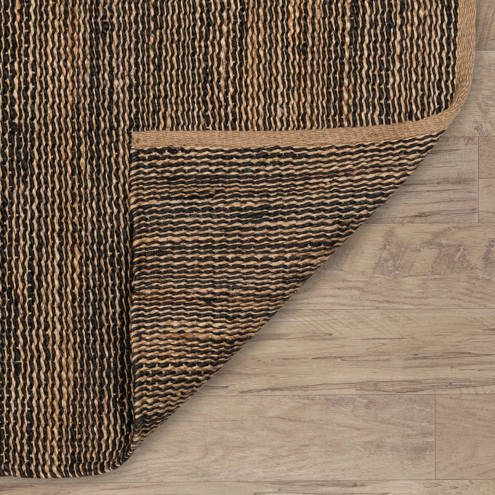 Striped Handwoven Jute Rug | Black/Natural