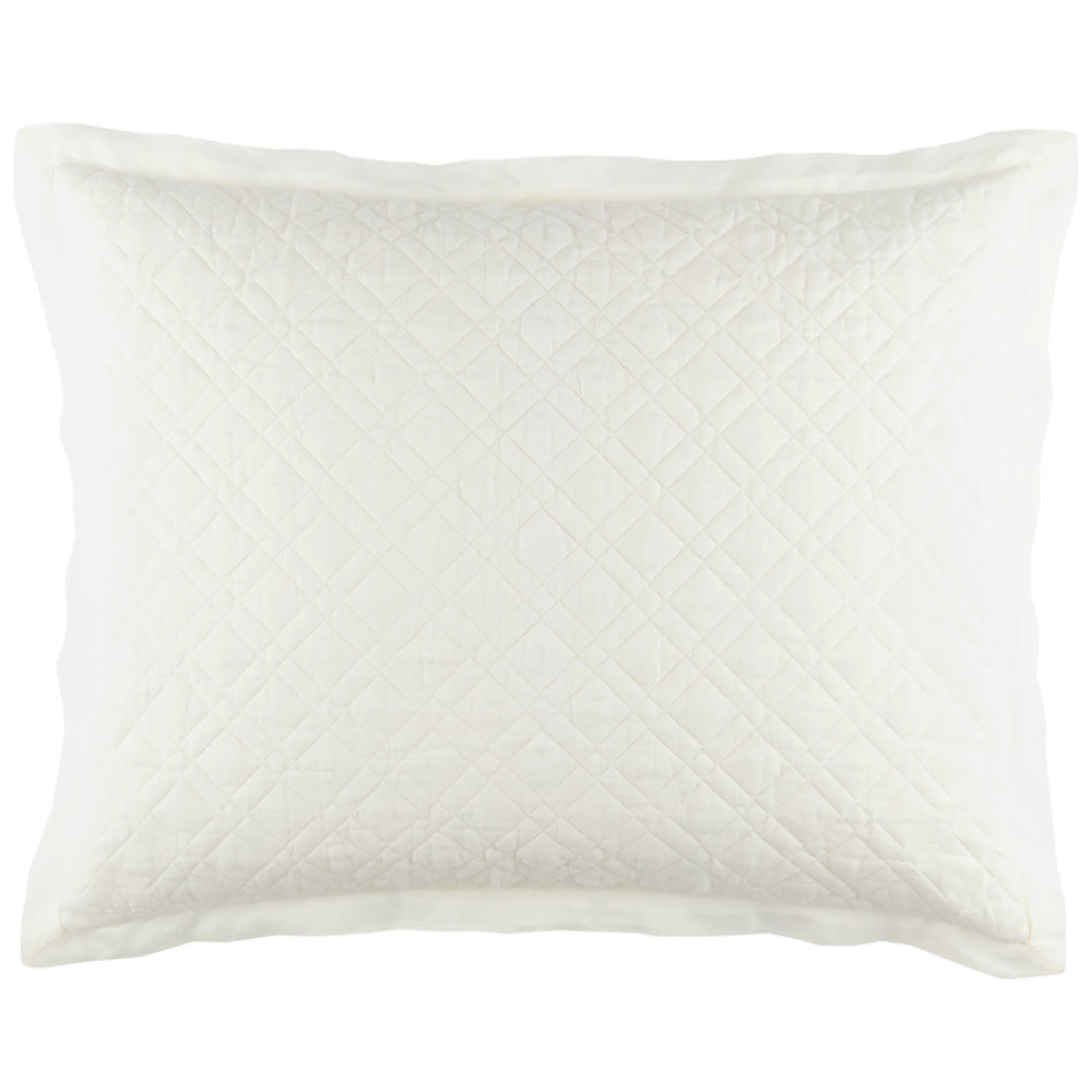 Washed Linen Quilted Sham | Ivory