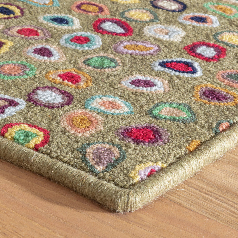 Cat's Paw Hand Micro Hooked Wool Custom Rug | Sage