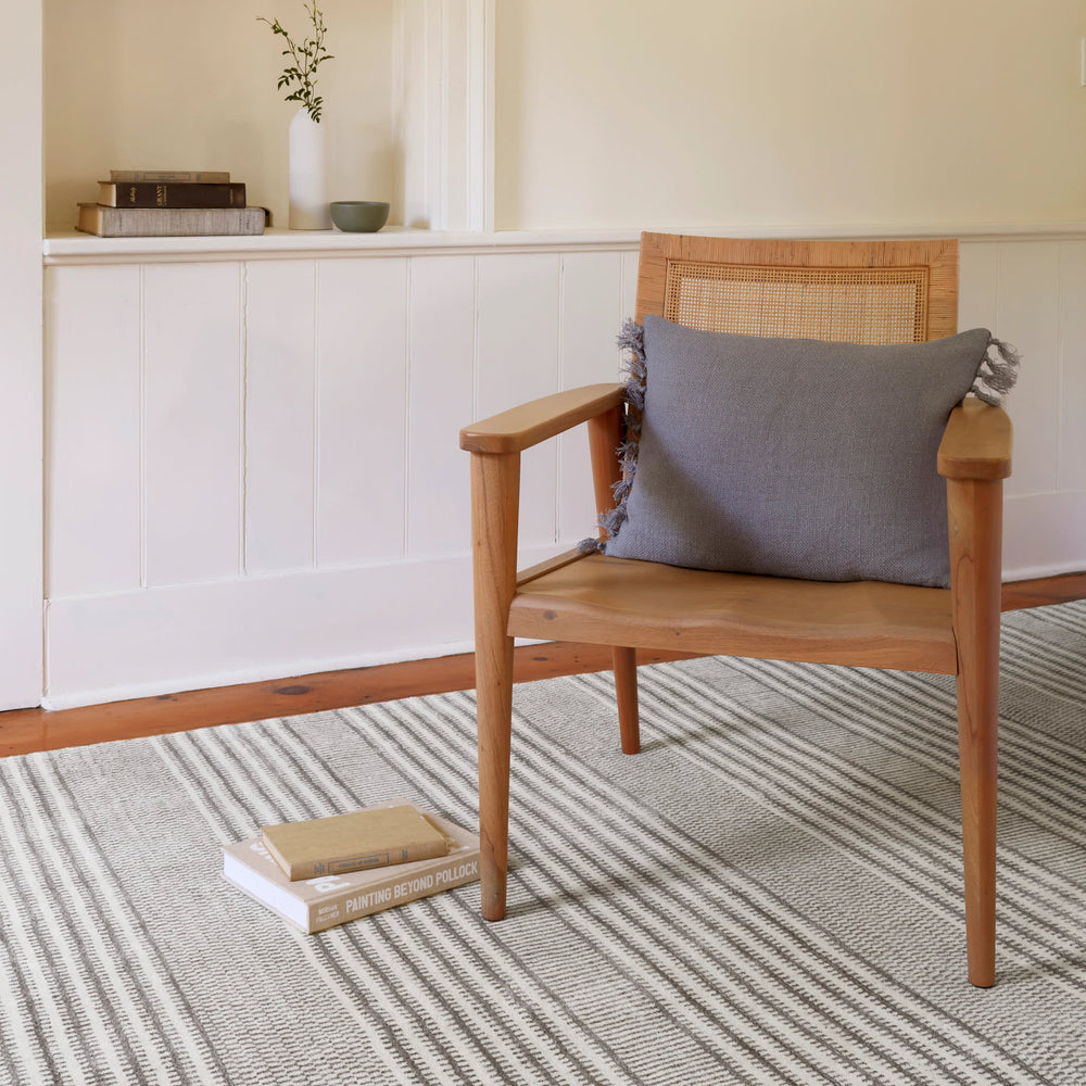 Tracks Hand Loom Knotted Wool Rug | Grey
