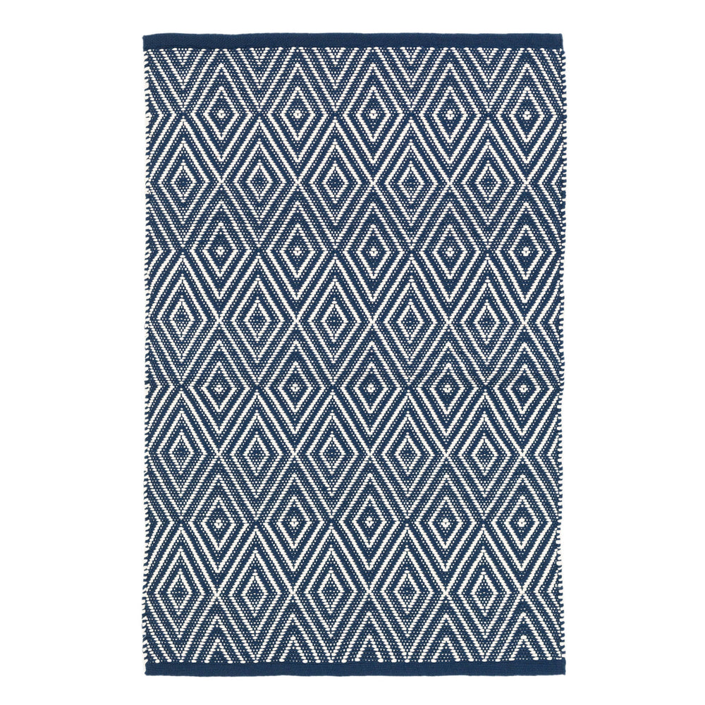 Diamond Handwoven Indoor/Outdoor Rug | Navy/Ivory