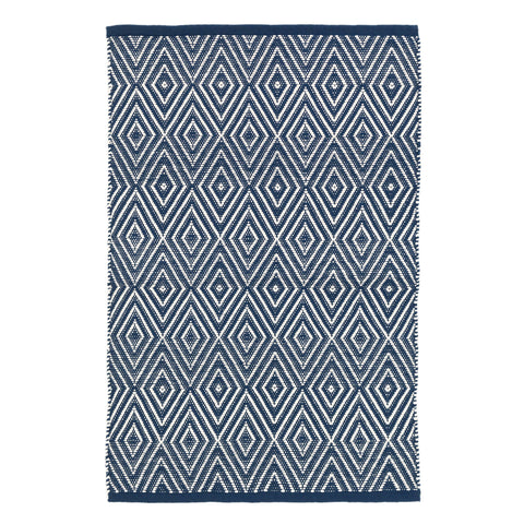 Diamond Handwoven Indoor/Outdoor Rug | Navy/Ivory