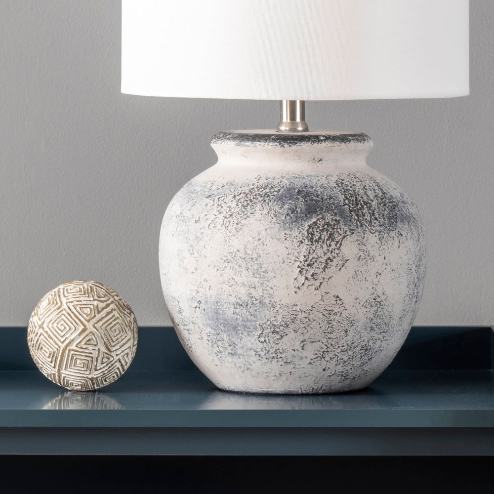 22-inch Textured Ceramic Timeworn Urn Table Lamp | Grey