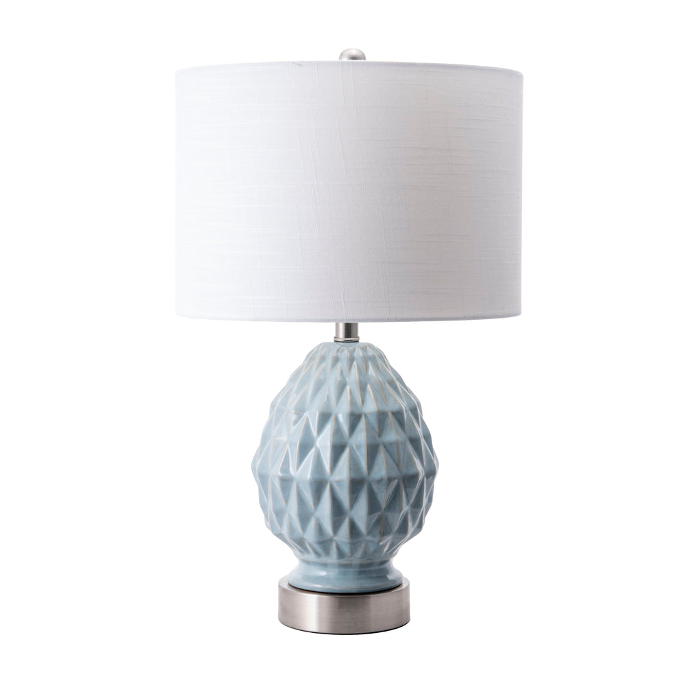 24-inch Textured Ceramic Egg Table Lamp | Light Blue