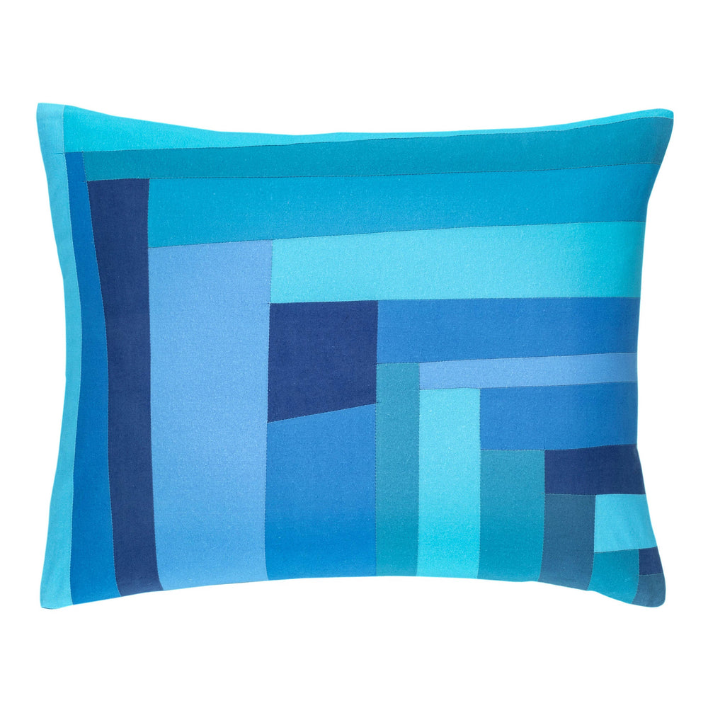 Plait Patched Decorative Pillow Cover | Blue