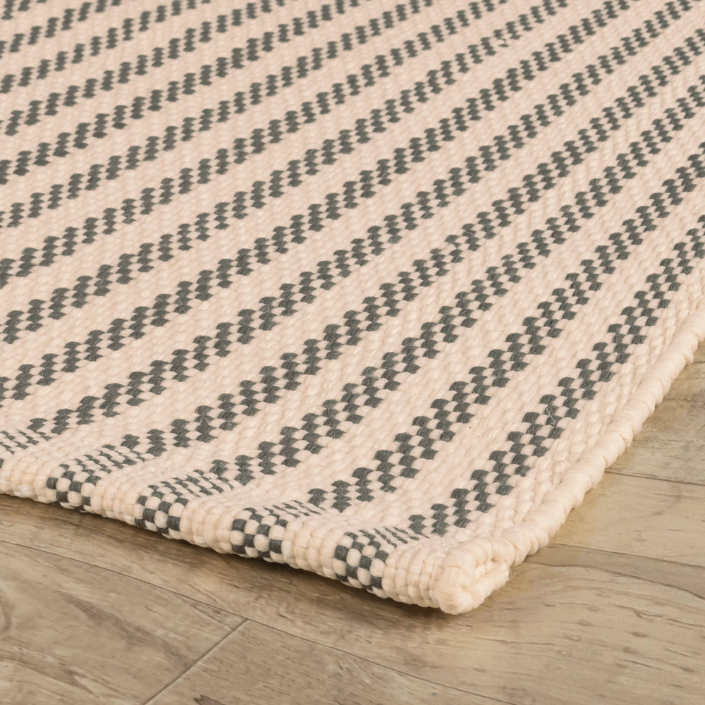 Pinstripe Handwoven Indoor/Outdoor Rug | Grey/Ivory