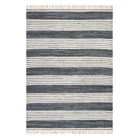 Diora Denim Bohemian Striped Rug | White