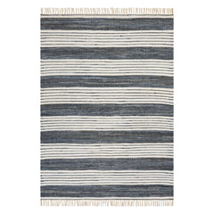 Diora Denim Bohemian Striped Rug | White
