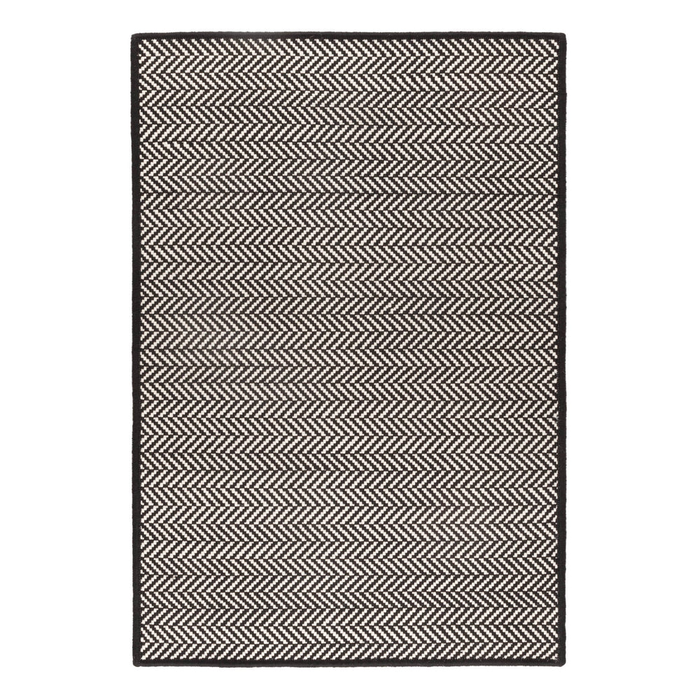 Herringbone Handwoven Indoor/Outdoor Custom Rug | Black/Ivory
