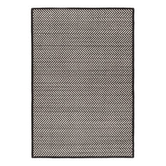 Herringbone Handwoven Indoor/Outdoor Custom Rug | Black/Ivory