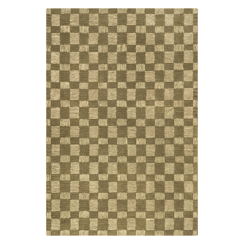 Cedar Checked Hand Tufted Wool Rug | Olive