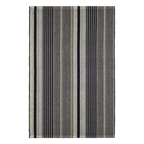 Alfie Ticking Handwoven Cotton Rug | Black