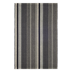 Alfie Ticking Handwoven Cotton Rug | Black