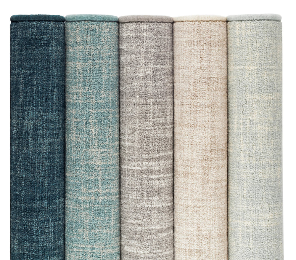 Crosshatch Hand Micro Hooked Wool Custom Rug | Sky