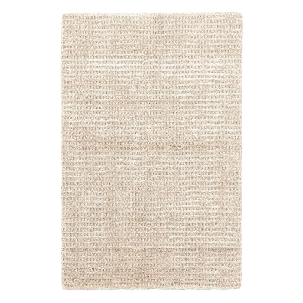Cut Stripe Hand Knotted Viscosewool Rug | Ivory
