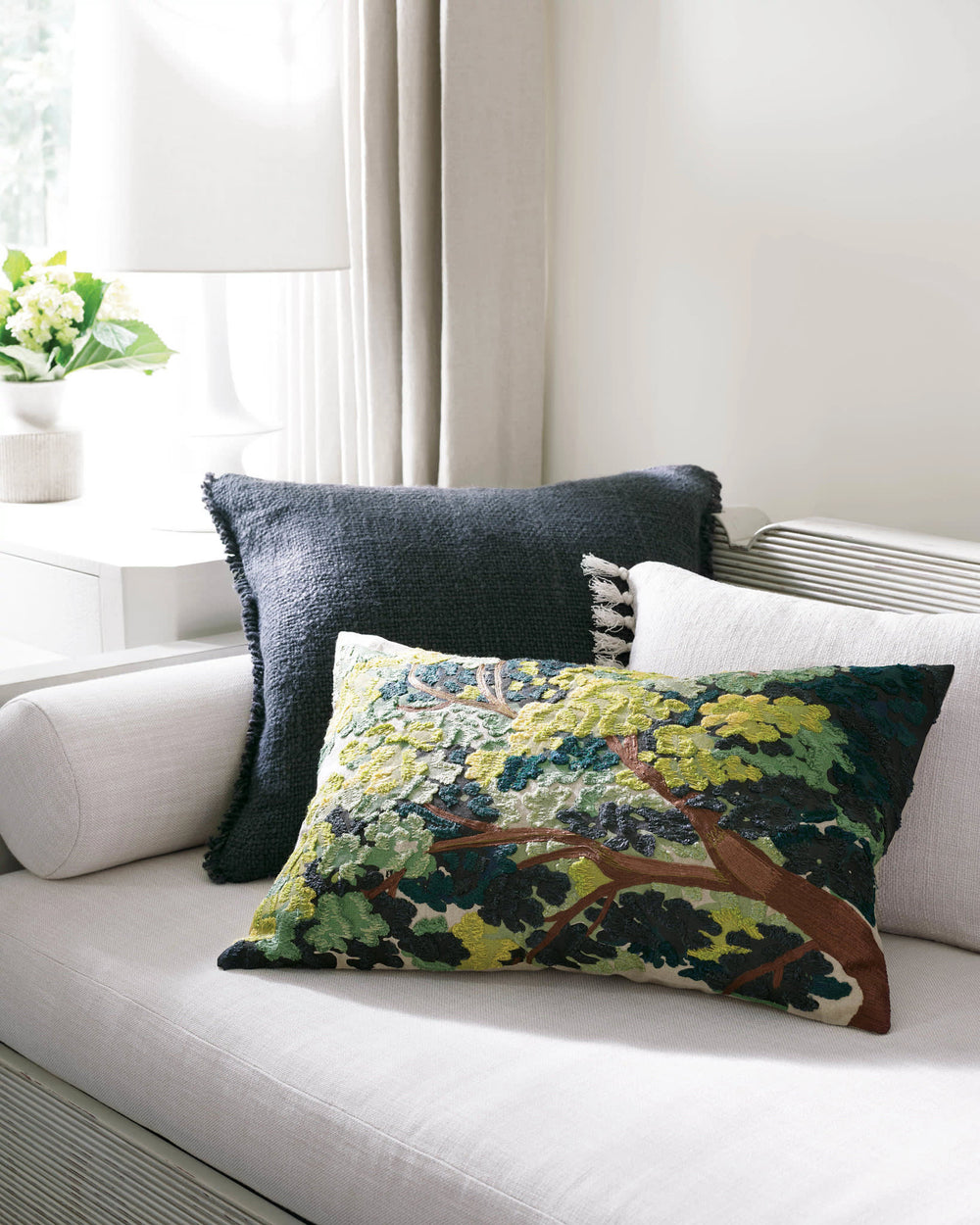 Terra Embroidered Decorative Pillow Cover | Green