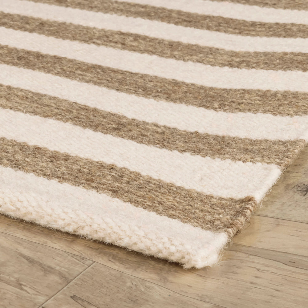 Ladder Stripe Handwoven Wool Rug | Natural/Ivory