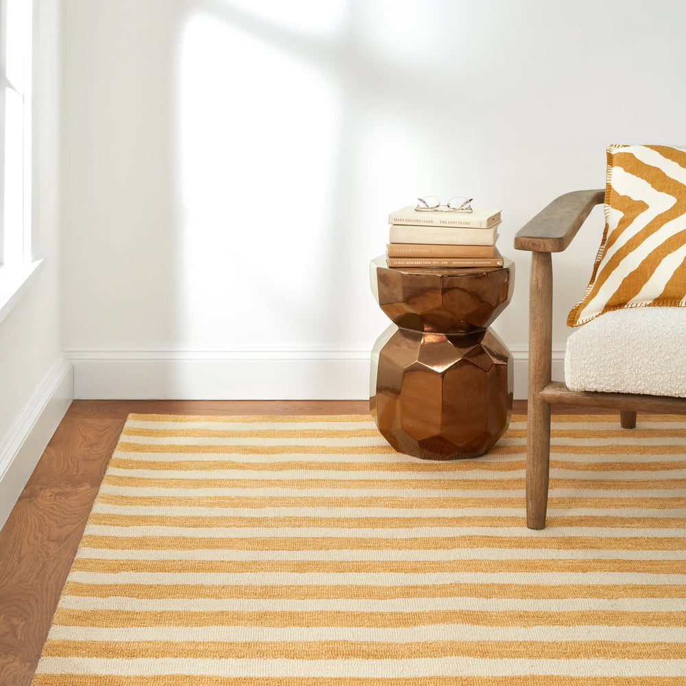 Silas Stripe Hand Micro Hooked Wool Rug | Gold