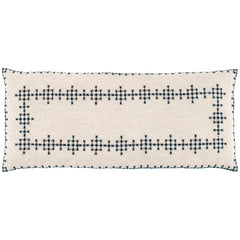 Cross-Stitch Linen Navy Decorative Pillow Cover