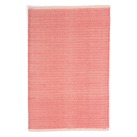 Herringbone Handwoven Cotton Rug | Coral