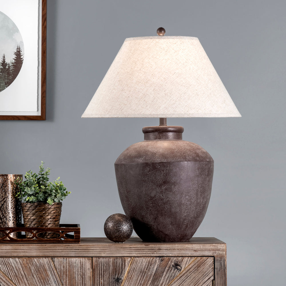 30-inch Vintage Resin Urn Table Lamp | Brown