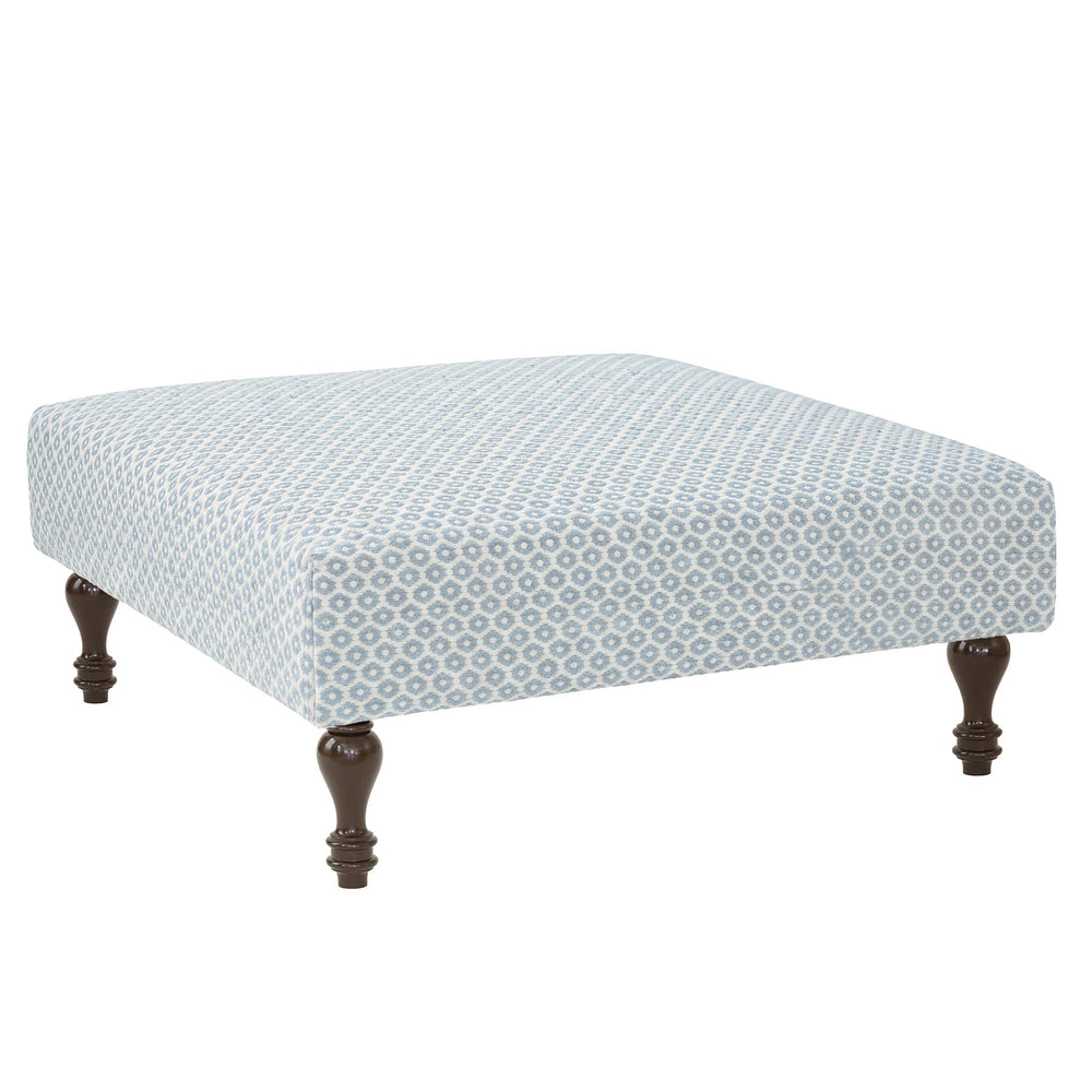Honeycomb Rug Ottoman | French Blue/Ivory