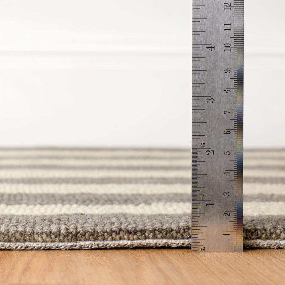 Silas Stripe Hand Micro Hooked Wool Rug | Grey