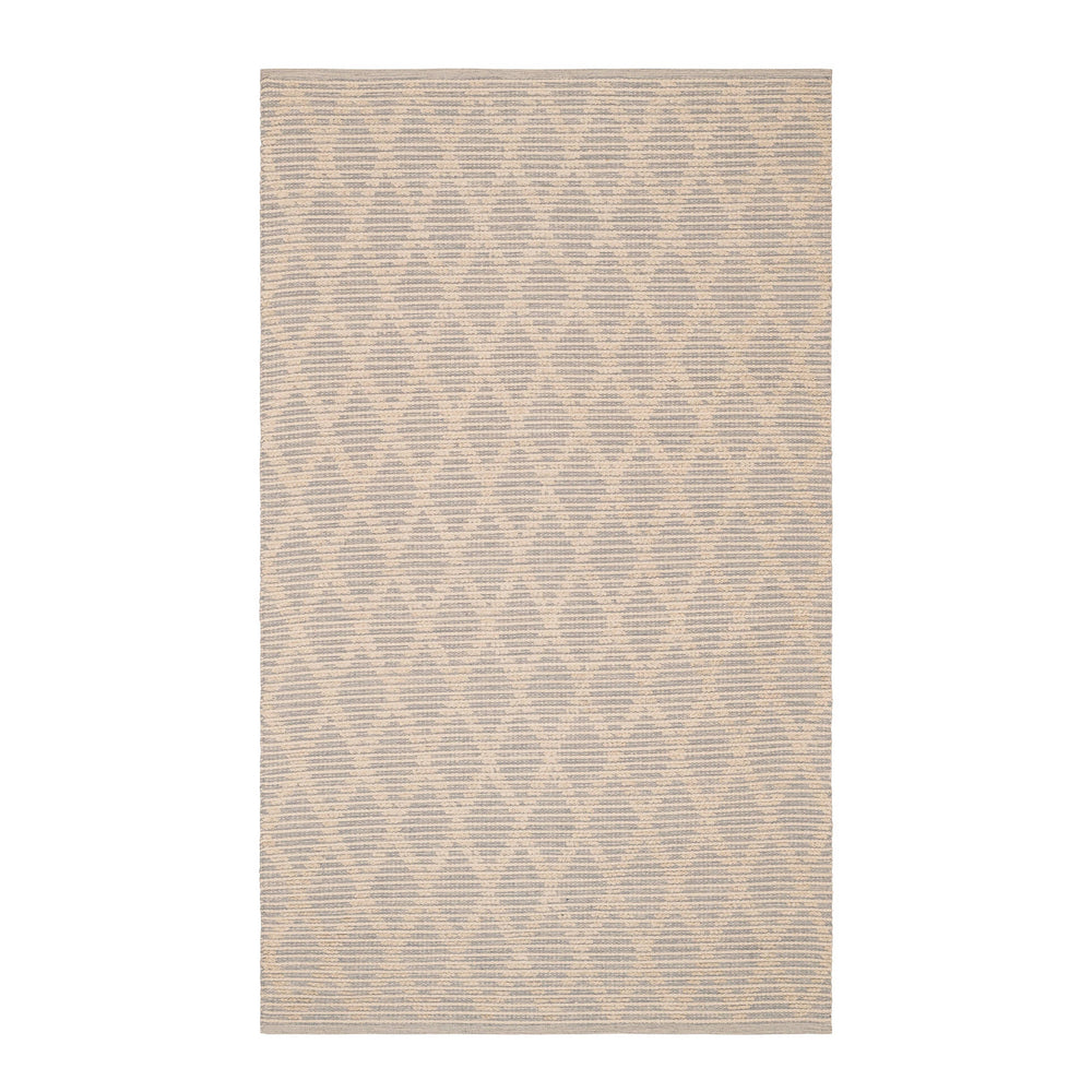Textured Diamond Handwoven Cotton Rug | Grey/Ivory