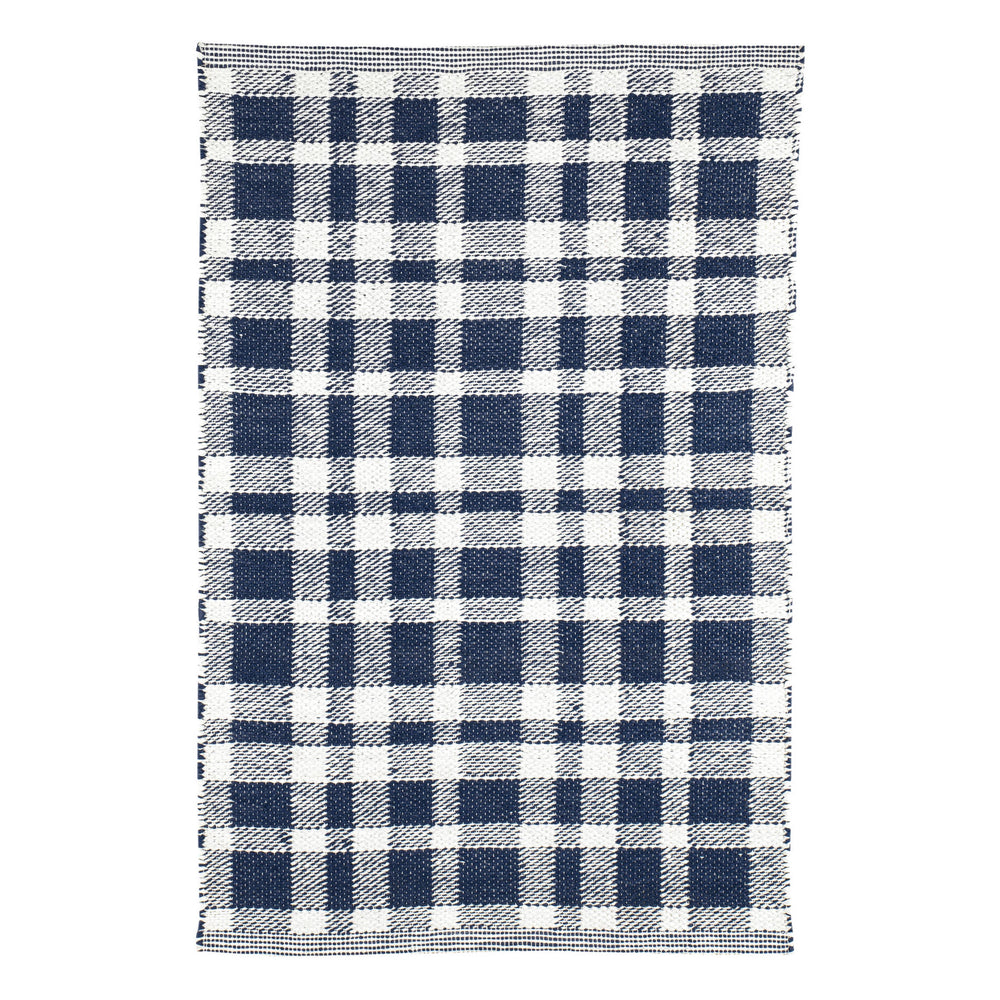 Tattersall Handwoven Indoor/Outdoor Rug | Navy