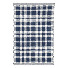 Tattersall Handwoven Indoor/Outdoor Rug | Navy
