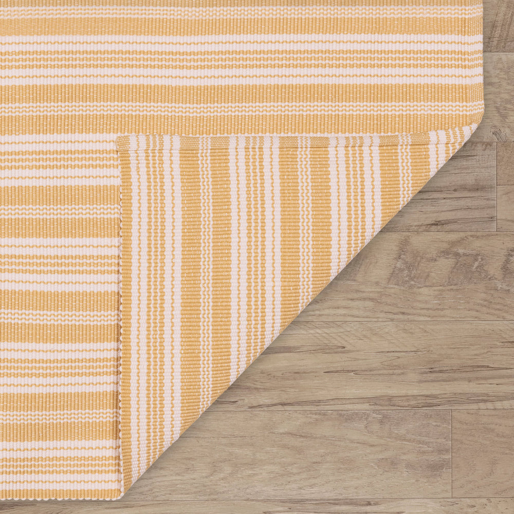Ticking Stripe Handwoven Indoor/Outdoor Rug | Gold/Ivory