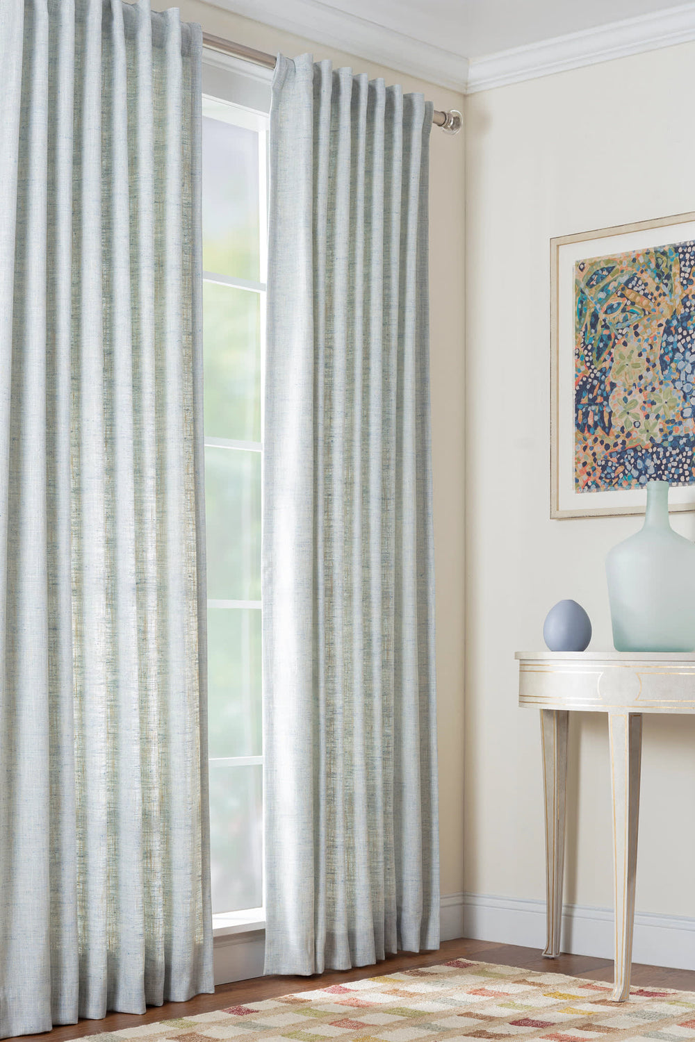 Greylock Soft Blue Curtain Panel | Soft Blue Indoor/Outdoor