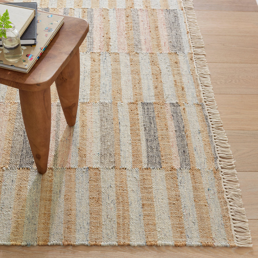 Ravel Stripe Handwoven Wool Rug | Blue