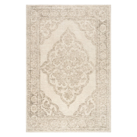 Istanbul Hand-Tufted Ornate Border Wool-Blend Rug | Beige