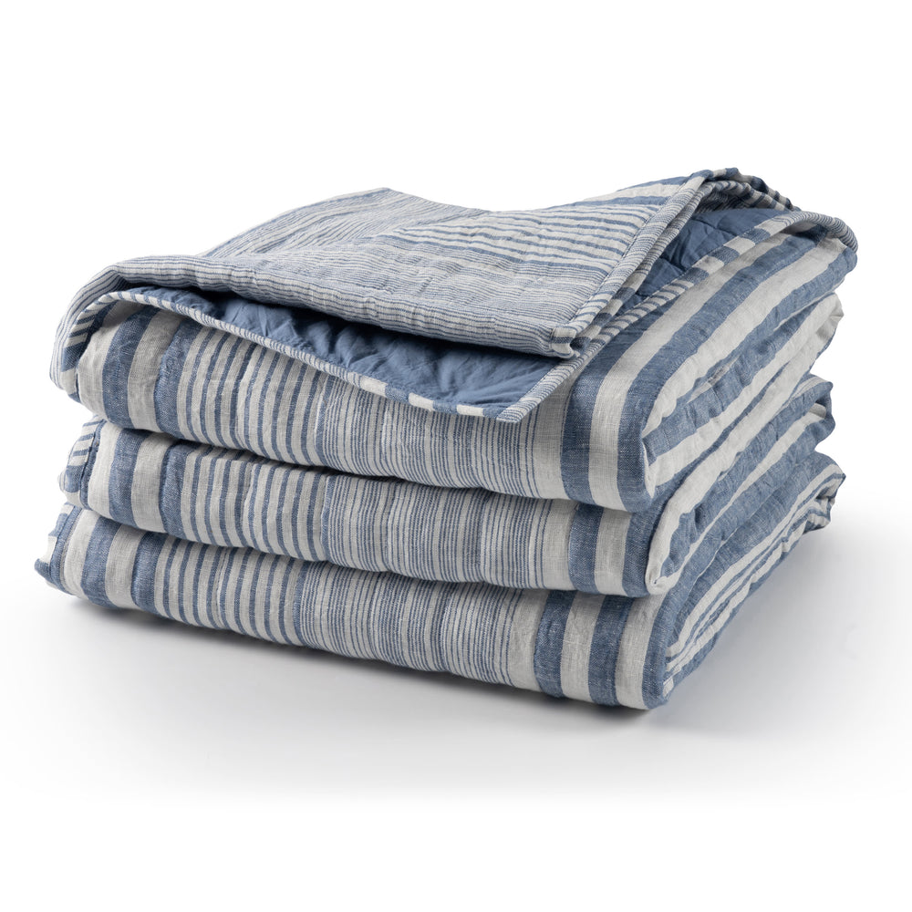 Carolina Stripe Quilt | French Blue