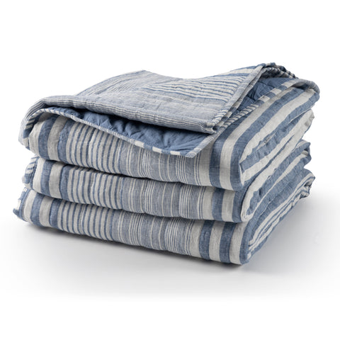 Carolina Stripe Quilt | French Blue