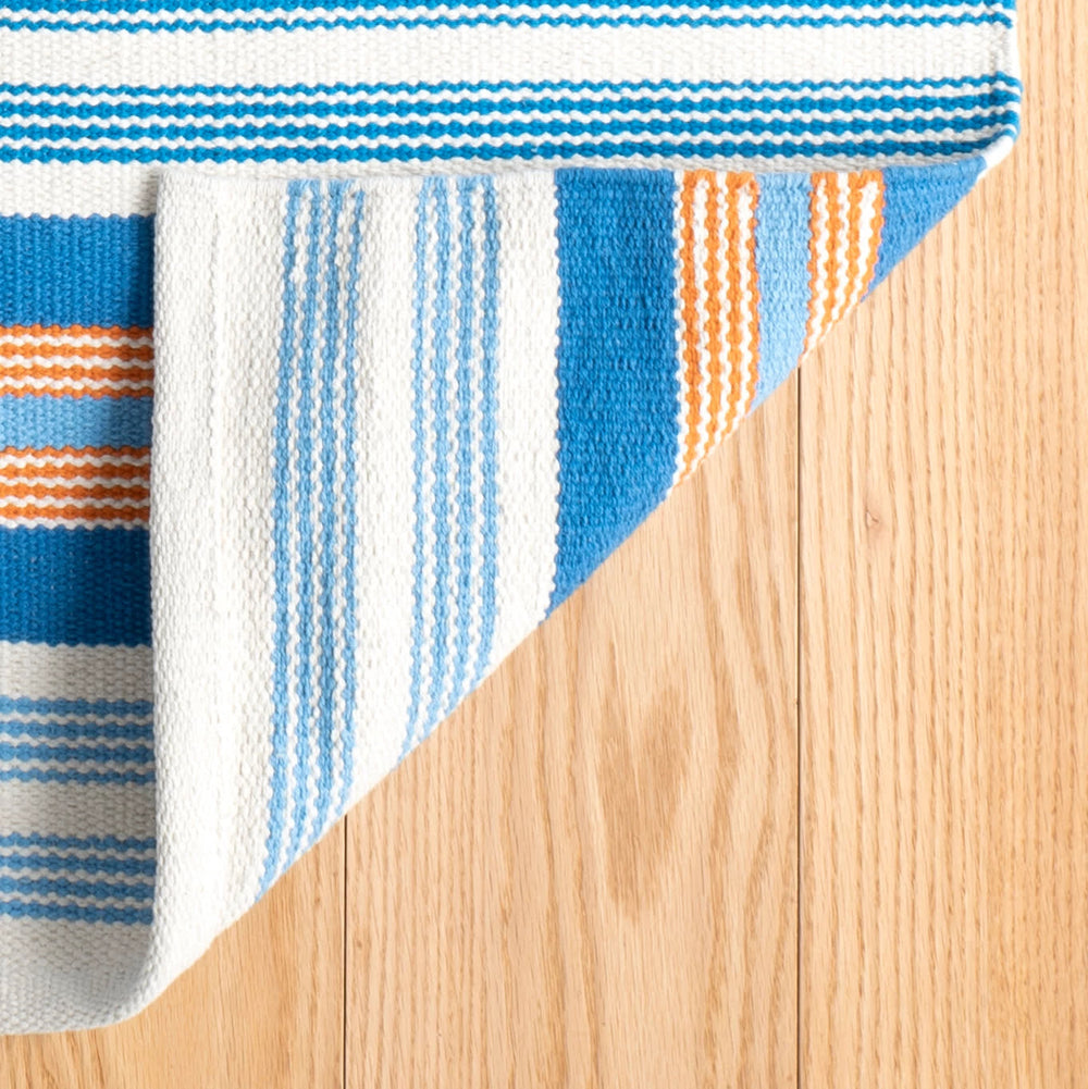 Wavy Stripe Handwoven Cotton Rug | Navy