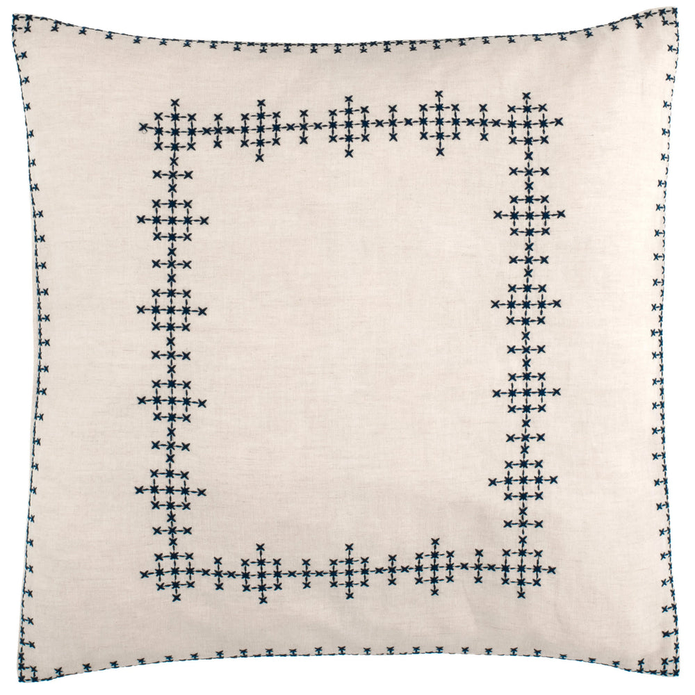 Cross-Stitch Linen Sham | Navy
