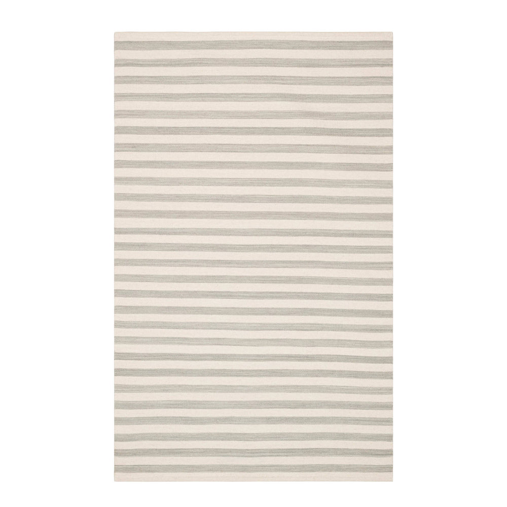 Ladder Stripe Handwoven Wool Rug | Grey/Ivory