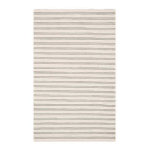 Ladder Stripe Handwoven Wool Rug | Grey/Ivory
