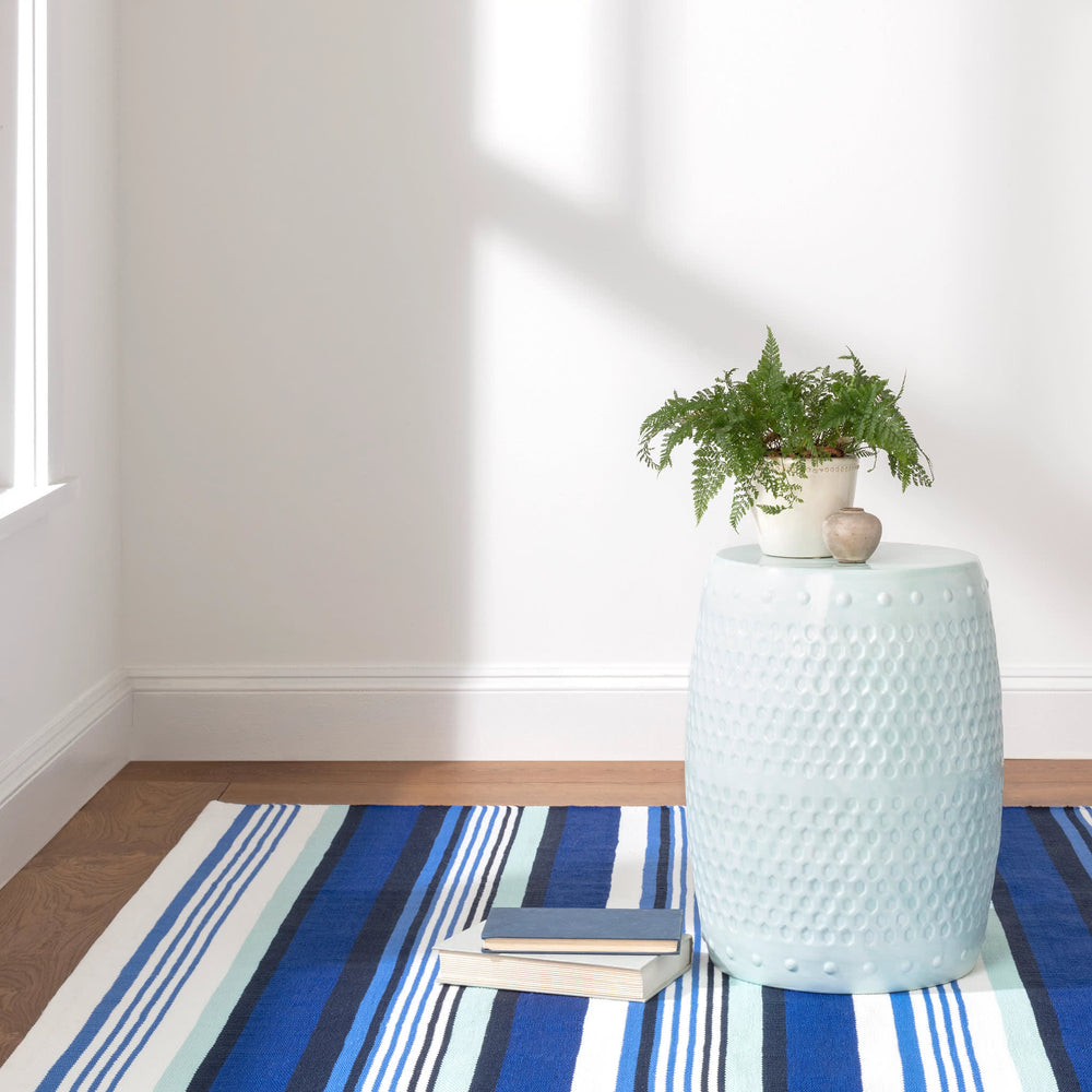 Sunny Stripe Handwoven Indoor/Outdoor Rug | Blue