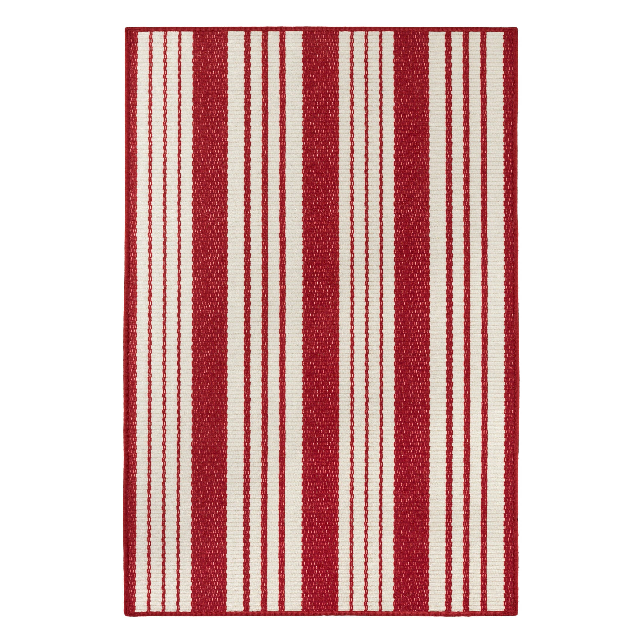 Abby Ticking Machine Washable Rug | Red – Annie Selke