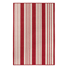 Abby Ticking Machine Washable Rug | Red