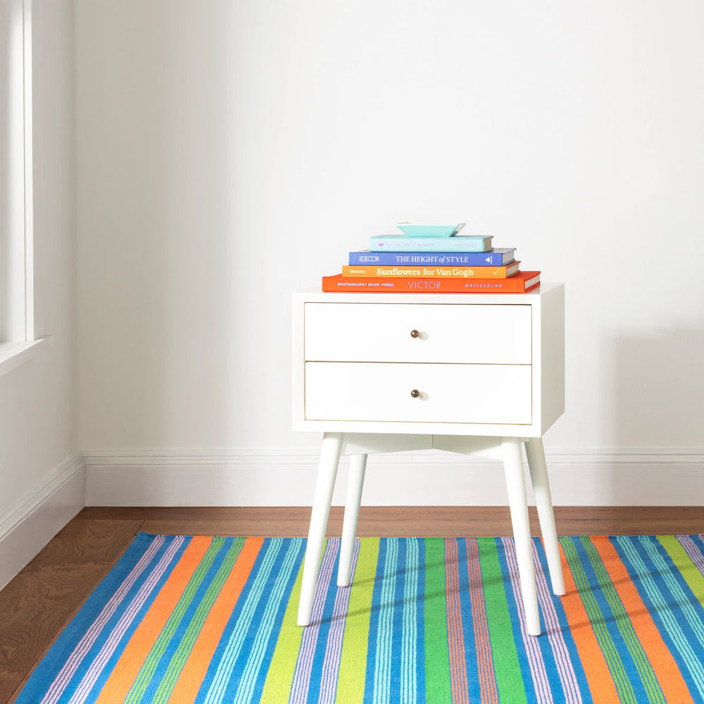 Wavy Stripe Handwoven Cotton Rug | Multi